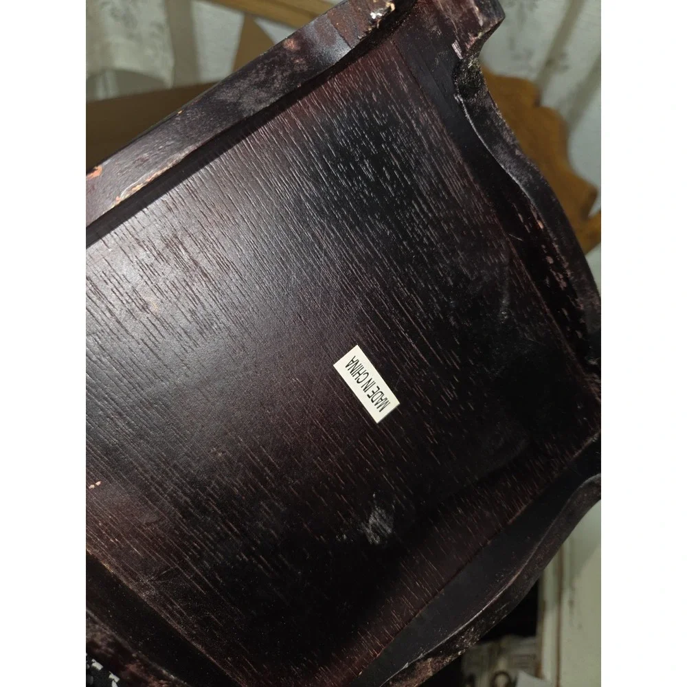 Brown Faux Leather Floral Decorative Box with Embroidered Flowers